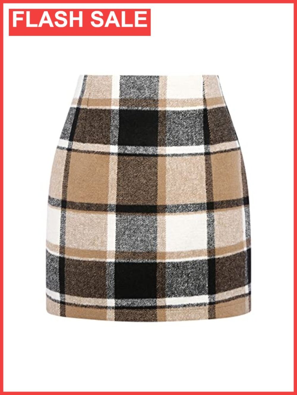 Wool Blend Plaid Mini Skirt High Waist Bodycon Pencil Above Knee
